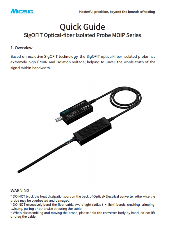 Quick Guide -SigOFITGen 2 optical-fiber isolated probe