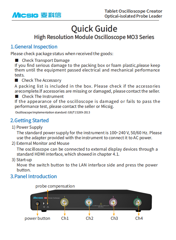 Quick Guide - High Resolution Module Oscilloscope MO3 Series