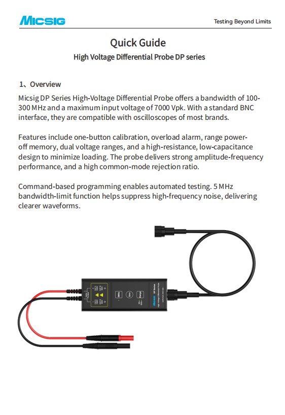 Quick Guide - DP serieshigh-voltage differential probe