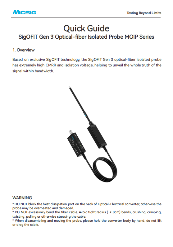 Quick Guide - SigOFIT Gen3 optical-fiber isolated probe