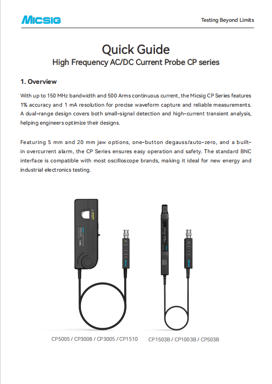 Quick Guide-High Frequency ACDC Current Probe CP series
