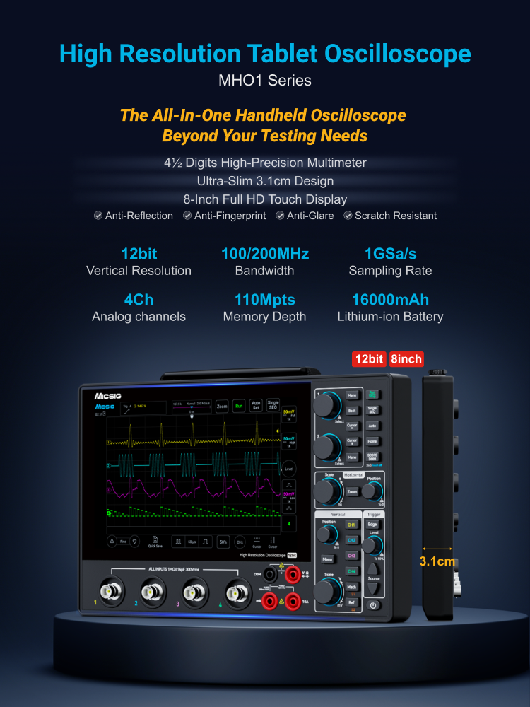 High Resolution Tablet Oscilloscope MHO1 Series