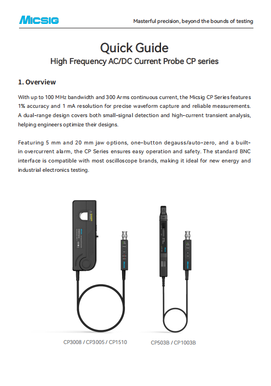 Quick Guide - High Frequency AC/DC Current Probe CP Series
