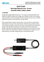 Quick Guide - DP series (300-500MHz) high-voltage differential probe