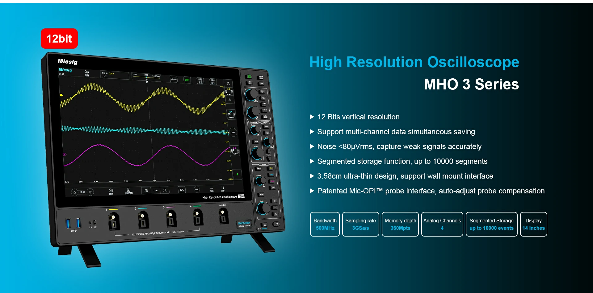 High Resolution Oscilloscope MHO Series