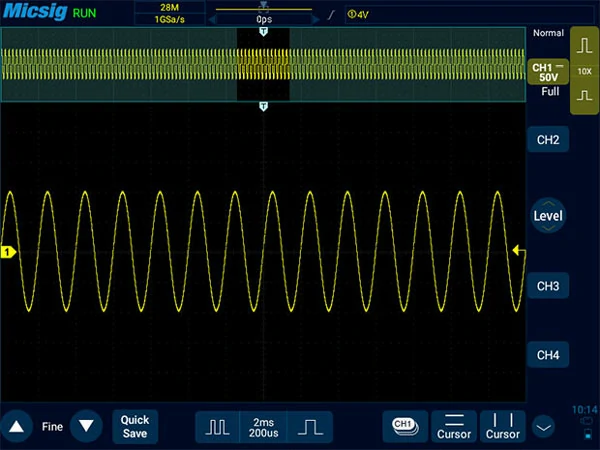 70Mpts memory depth oscilloscope