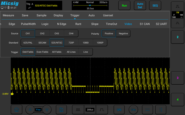 Oscilloscope trigger function