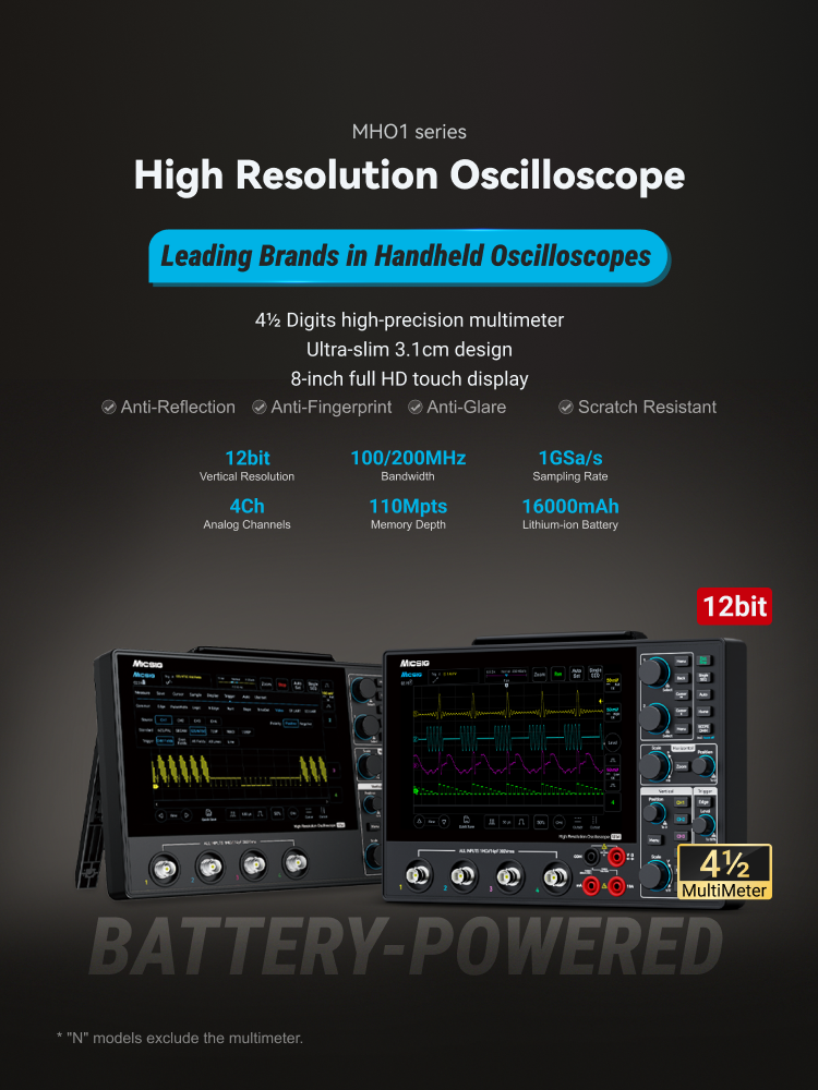 High Resolution Tablet Oscilloscope MHO1 Series