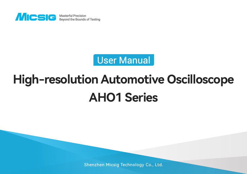 User Manual - High Resolution Automotive Oscilloscope AHO1 Series